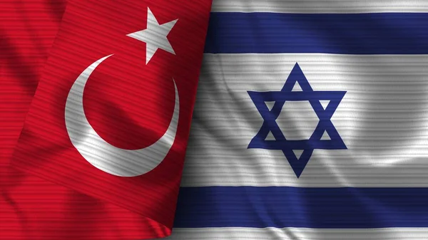 Israel Turquía Tela Bandera Realista Textura Ilustración —  Fotos de Stock