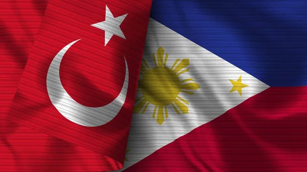 Philippines Turkey Realist Flag Fabric Texture Illustration — стокове фото