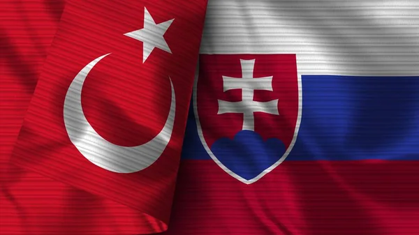 Σλοβακία Και Τουρκία Ρεαλιστική Σημαία Ύφασμα Εικονογράφηση — Φωτογραφία Αρχείου