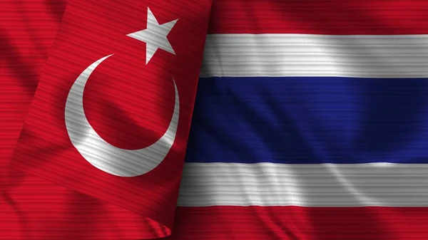 Thaiföld Törökország Realisztikus Zászló Szövet Textúra Illusztráció — Stock Fotó