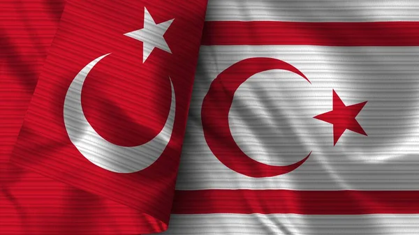 Turkish Republic Northern Cyprus Turkey Realistic Flag Fabric Texture Illustration — Stock Photo, Image