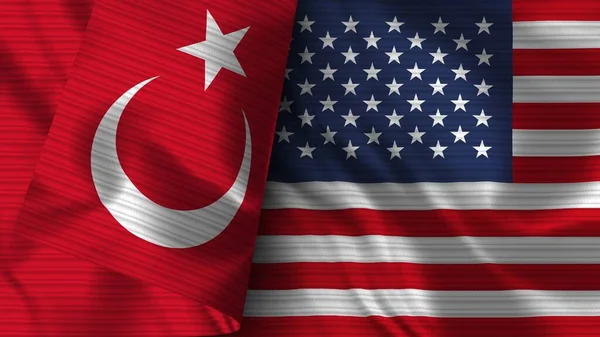 United States America Turkey Realist Flag Fabric Texture Illustration — стокове фото