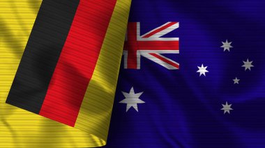 Avusturalya ve Almanya Gerçekçi Bayrak Kumaş Dokusu 3D Görüntü