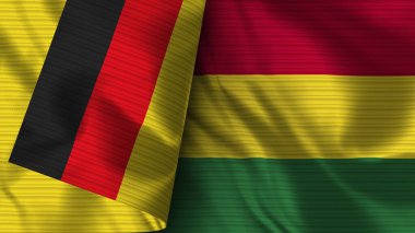 Bolivya ve Almanya Gerçekçi Bayrak Kumaşı Dokusu 3B Görüntü