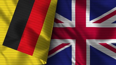 Birleşik Krallık ve Almanya Gerçekçi Bayrak Kumaşı Dokusu 3D Görüntü