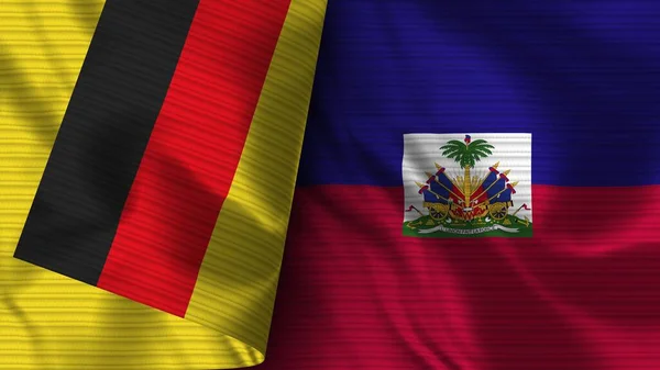 Haïti Duitsland Realistische Vlag Stof Textuur Illustratie — Stockfoto