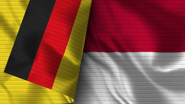 Indonesien Und Deutschland Realistische Flaggengewebe Textur Illustration — Stockfoto