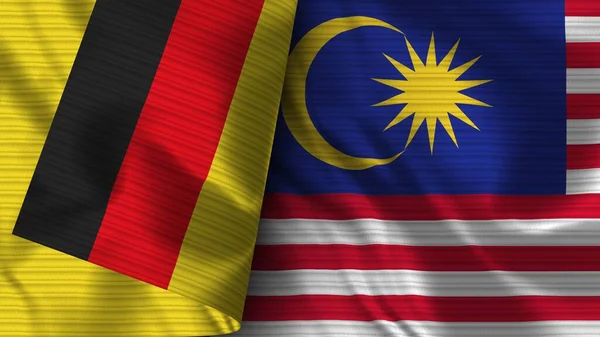 Malaysia Germany Realistic Flag Fabric Texture Illustration — 스톡 사진