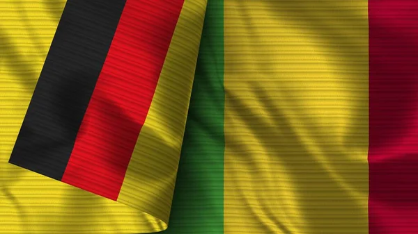 Mali Alemanha Realista Bandeira Tecido Textura Ilustração — Fotografia de Stock