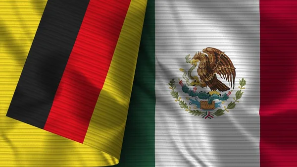Μεξικό Και Γερμανία Ρεαλιστική Σημαία Ύφασμα Εικονογράφηση — Φωτογραφία Αρχείου