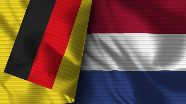 Nederland Duitsland Realistische Vlag Textuur Illustratie — Stockfoto