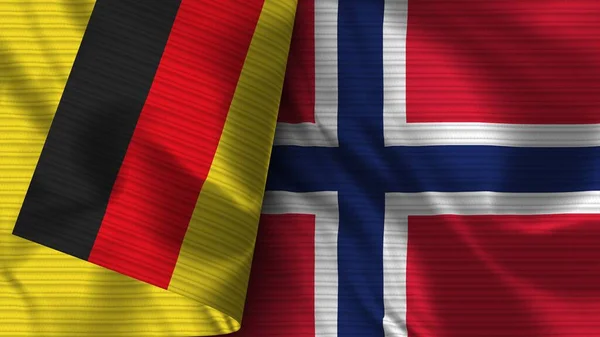 Noruega Alemania Tela Bandera Realista Textura Ilustración —  Fotos de Stock