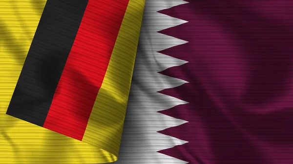 Qatar Germany Realistic Flag Fabric Texture Illustration — Stock Photo, Image