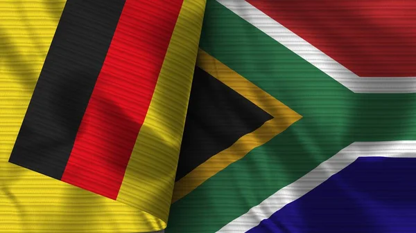 Sudafrica Germania Bandiera Realistica Tessuto Texture Illustrazione — Foto Stock