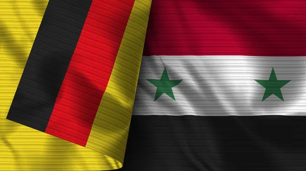 Syrien Und Deutschland Realistische Flagge Textur Illustration — Stockfoto