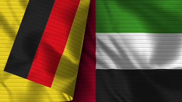 United Arap Emirates Germany Realistic Flag Fabric Texture Illustration — Stock fotografie