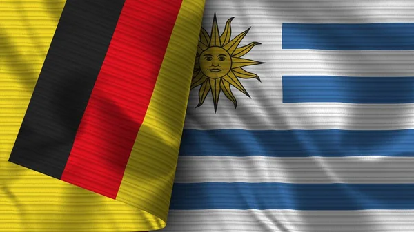 Uruguay Duitsland Realistische Vlag Stof Textuur Illustratie — Stockfoto