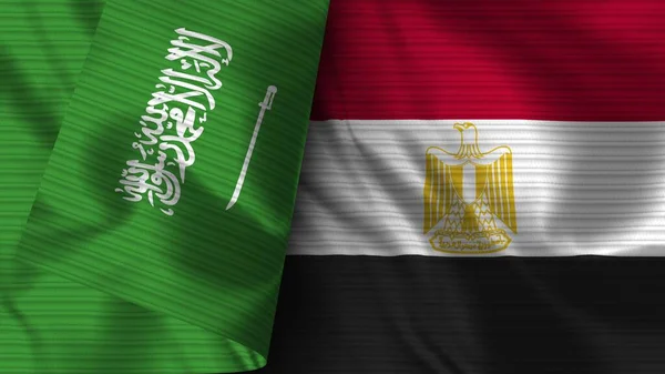 Egitto Arabia Saudita Bandiera Realistica Tessuto Texture Illustrazione — Foto Stock