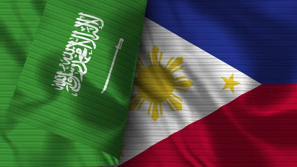 Filipinler Suudi Arabistan Gerçekçi Bayrak Kumaşı Boyutlu Görüntü — Stok fotoğraf