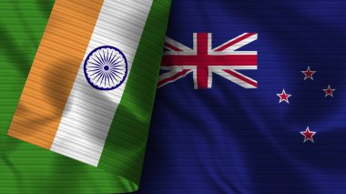 Vietnam ve Hindistan Gerçekçi Bayrak Kumaş Dokusu 3D Görüntü