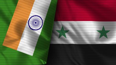 Vietnam ve Hindistan Gerçekçi Bayrak Kumaş Dokusu 3D Görüntü