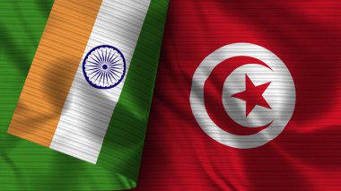 Vietnam ve Hindistan Gerçekçi Bayrak Kumaş Dokusu 3D Görüntü