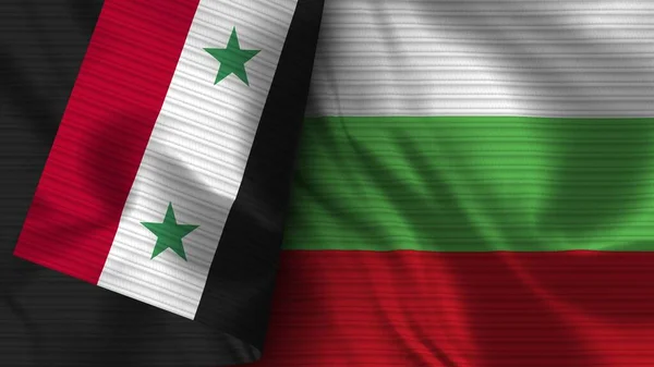 Bulgaria Syria Realistic Flag Fabric Texture Illustration — Stock Photo, Image