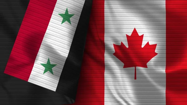 Canada Siria Bandiera Realistica Tessuto Texture Illustrazione — Foto Stock