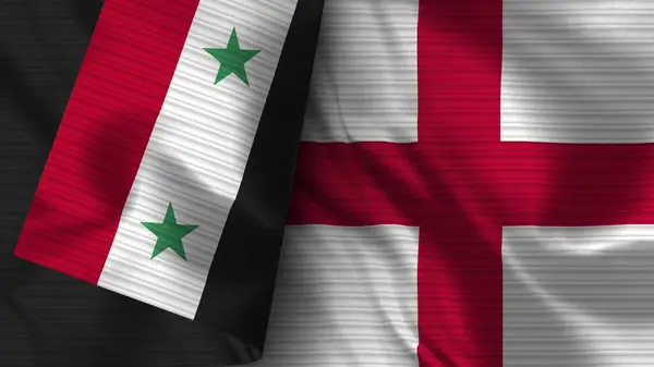 Inghilterra Siria Bandiera Realistica Tessuto Texture Illustrazione — Foto Stock