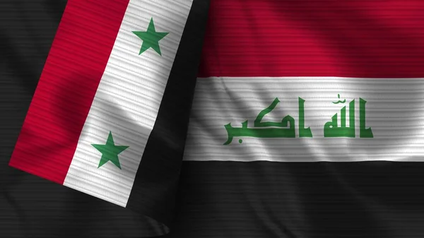 Iraq Syria Realist Flag Fabric Texture Illustration — стокове фото