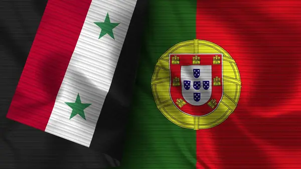 Πορτογαλία Και Συρία Ρεαλιστική Σημαία Ύφασμα Εικονογράφηση — Φωτογραφία Αρχείου