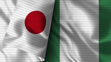 Nijerya ve Japonya Gerçekçi Bayrak Kumaşı Dokusu 3D Görüntü