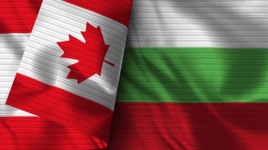 Bulgaristan ve Kanada Gerçekçi Bayrak Kumaşı Dokusu 3B Görüntü