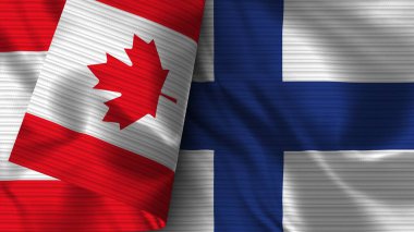 Finlandiya ve Kanada Gerçekçi Bayrak Kumaşı Dokusu 3D Görüntü