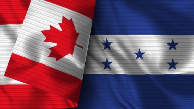 Honduras ve Kanada Gerçekçi Bayrak Kumaşı Dokusu 3D Görüntü