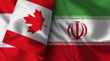 İran ve Kanada Gerçekçi Bayrak Kumaşı Dokusu 3D Görüntü