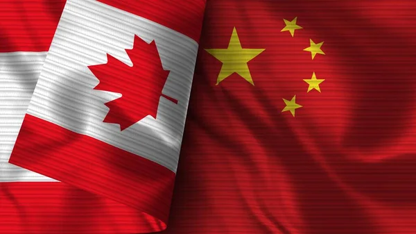 China Canada Realist Flag Fabric Texture Illustration — стокове фото