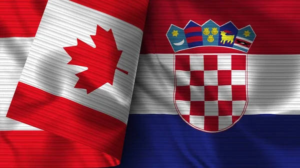 Chorwacja Kanada Realistyczna Flaga Tekstura Tkaniny Ilustracja — Zdjęcie stockowe
