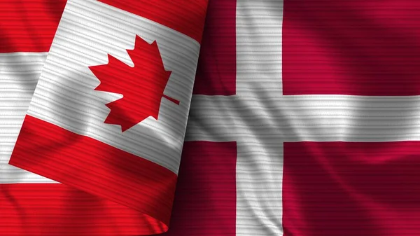 Dinamarca Canadá Tela Bandera Realista Textura Ilustración —  Fotos de Stock
