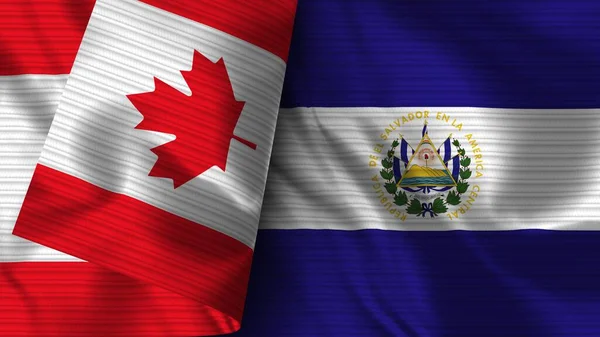 Salvador Kanada Realistické Vlajky Textilní Textura Ilustrace — Stock fotografie