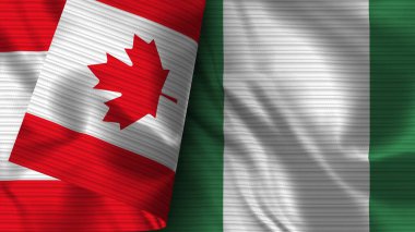 Nijerya ve Kanada Gerçekçi Bayrak Kumaşı Dokusu 3D Görüntü