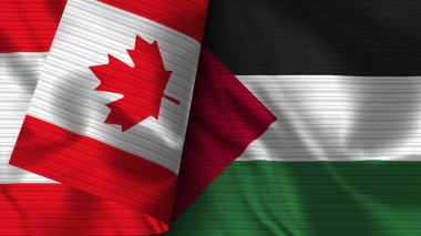 Filistin ve Kanada Gerçekçi Bayrak Kumaşı Dokusu 3D Görüntü
