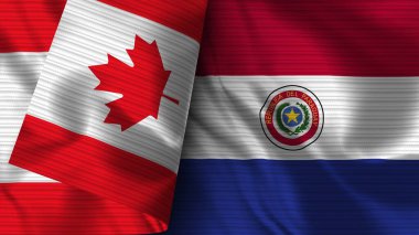 Paraguay ve Kanada Gerçekçi Bayrak Kumaşı Dokusu 3D Görüntü