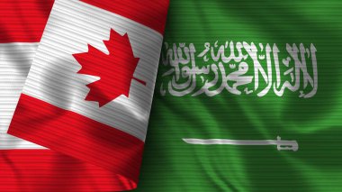 Suudi Arabistan ve Kanada Gerçekçi Bayrak Kumaşı Dokusu 3D Görüntü