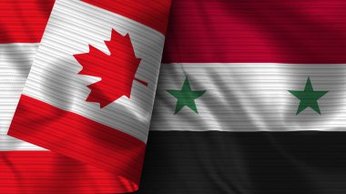 Suriye ve Kanada Gerçekçi Bayrak Kumaşı Dokusu 3D Görüntü