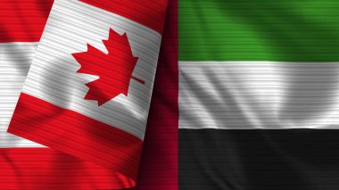 Birleşik Arap Emirlikleri ve Kanada Gerçekçi Bayrak Kumaşı Dokusu 3D Görüntü