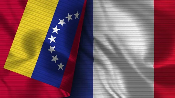 Υεμένης Και Βενεζουέλας Ρεαλιστική Σημαία Ύφασμα Εικονογράφηση — Φωτογραφία Αρχείου