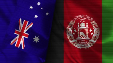 Afganistan ve Avustralya Gerçekçi Bayrak Kumaşı Dokusu 3D Görüntü