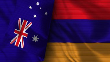 Ermenistan ve Avustralya Gerçekçi Bayrak Kumaşı Dokusu 3D Görüntü