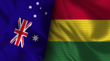 Bolivya ve Avustralya Gerçekçi Bayrak Kumaşı Dokusu 3D Görüntü